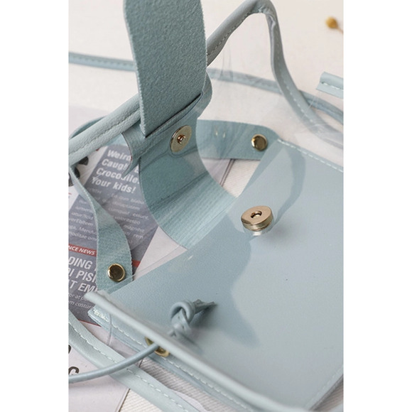 Mini Transparent Square Crossbody Bag with Inner Pouch Black Trim - Picture 6 of 7